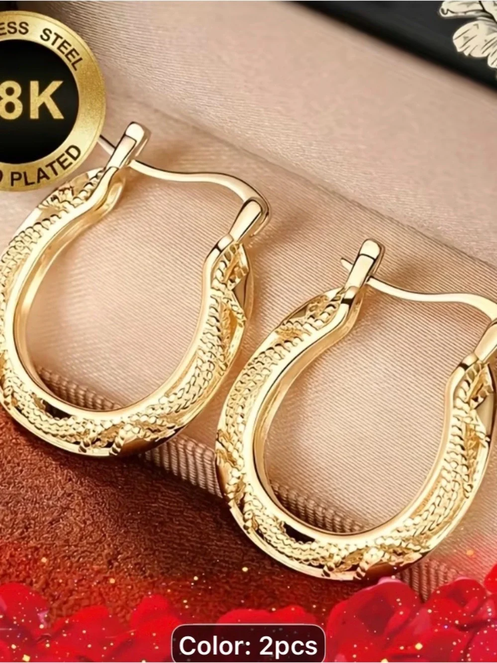 Elegant 18K Gold-Plated Women’s Hoop Earrings - Gold